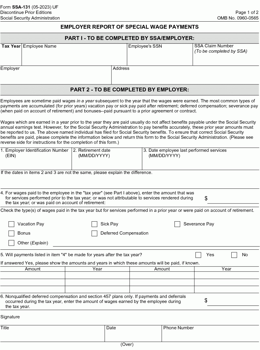 Publication 957 01 2024 Reporting Back Pay And Special Wage Payments To The Social Security Administration Internal Revenue Service