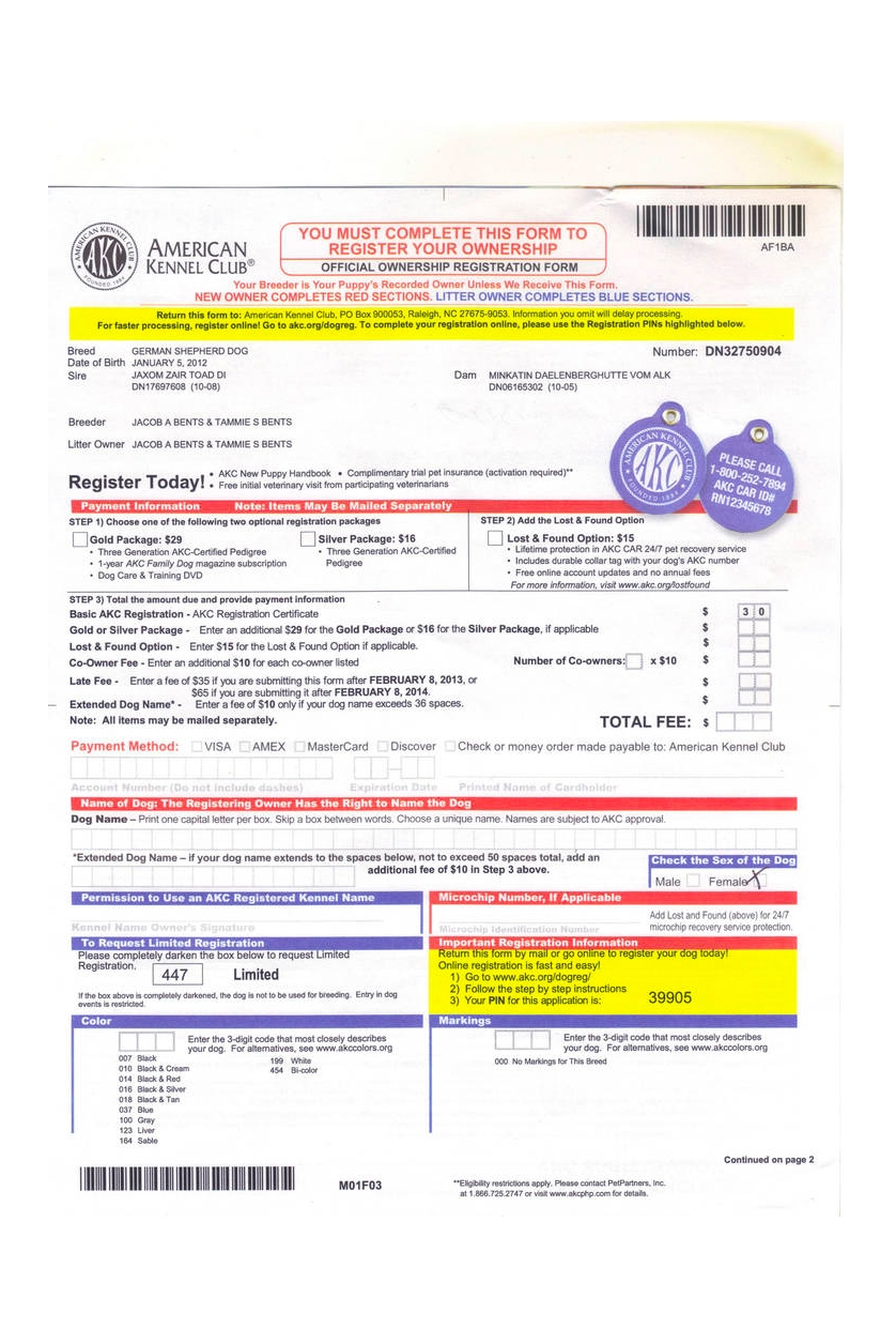 Puppy Registration Akc Clearance