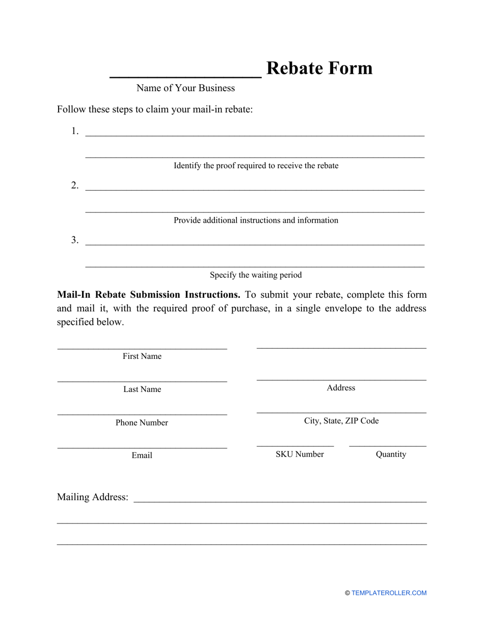 Rebate Form Fill Out Sign Online And Download PDF Templateroller
