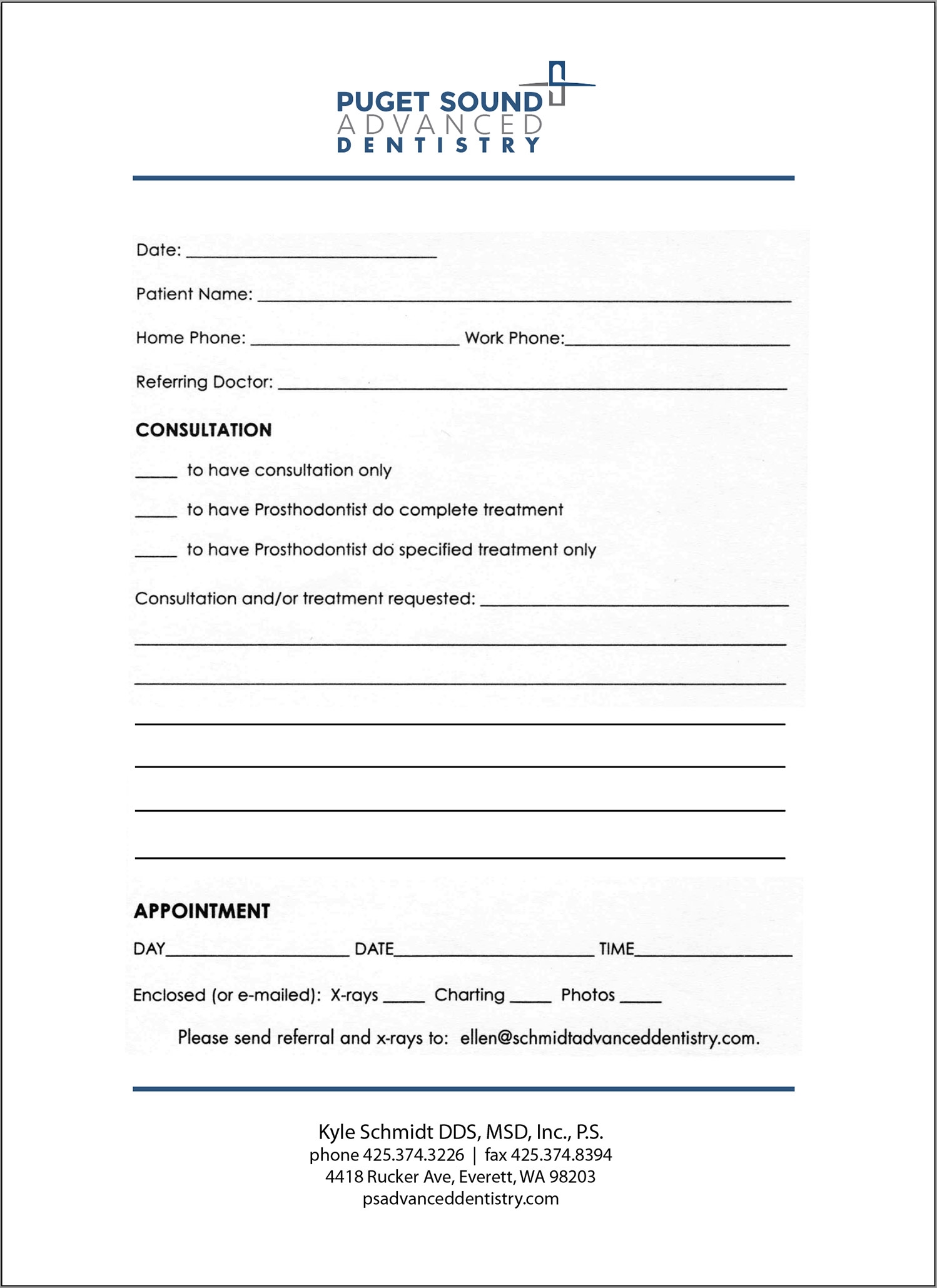 Referral Form Puget Sound Advanced Dentistry