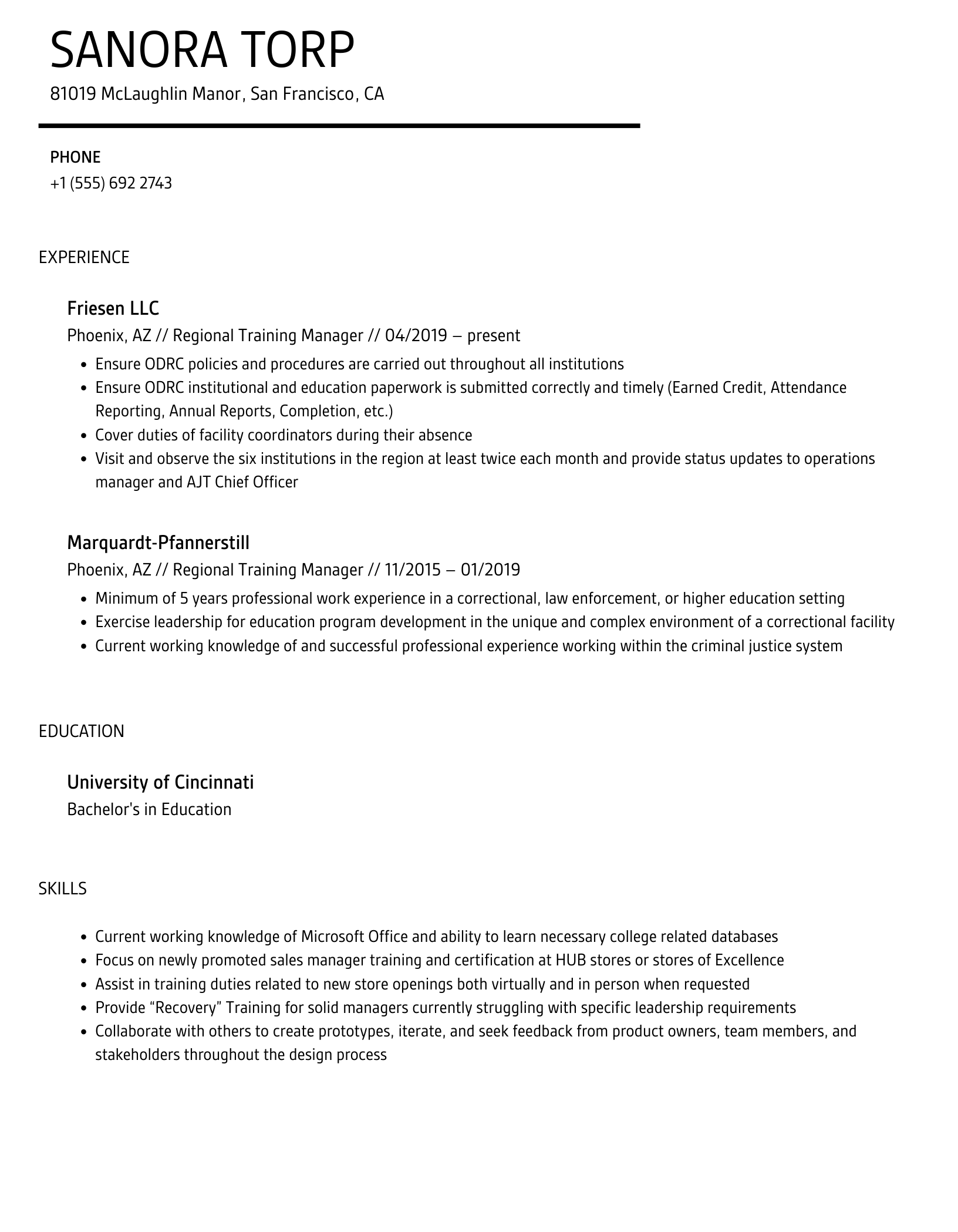 Regional Training Manager Resume Samples Velvet Jobs