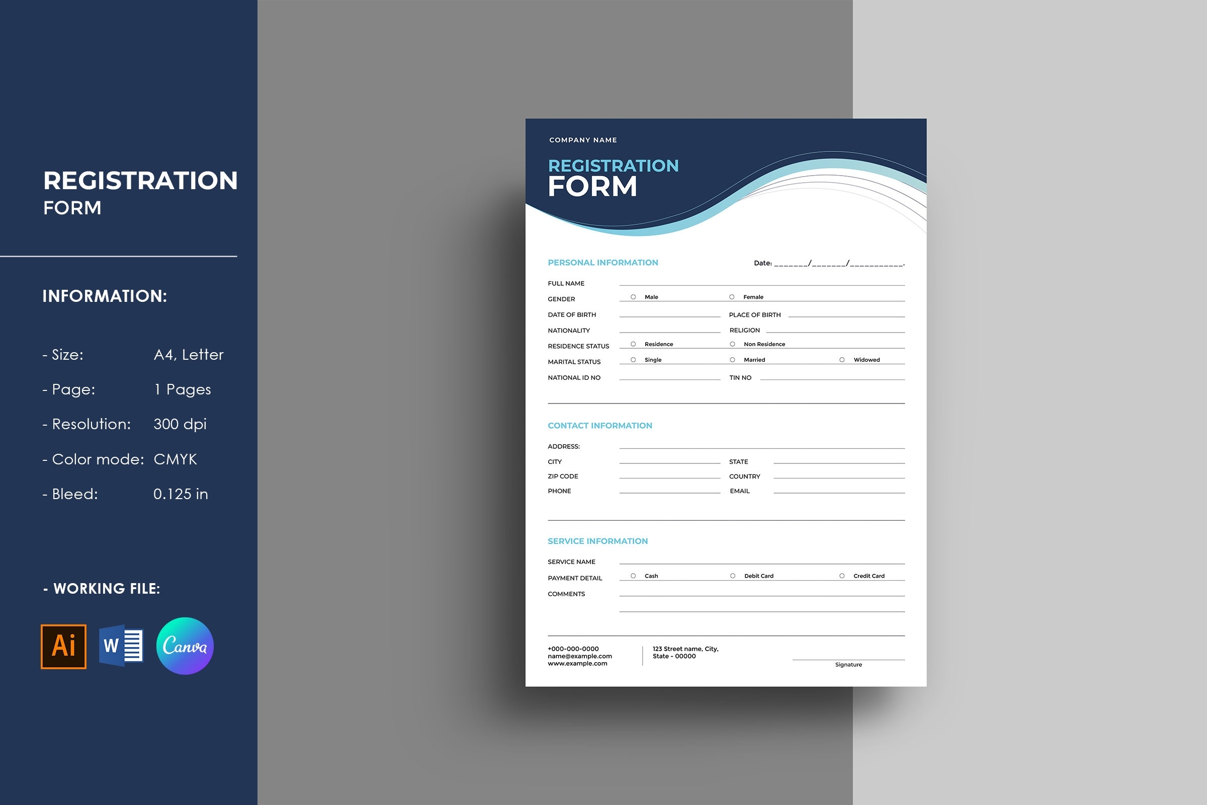 Registration Form Template Editable Membership Form Business Document Form Application Form Canva Illustrator And MS Word Template Etsy