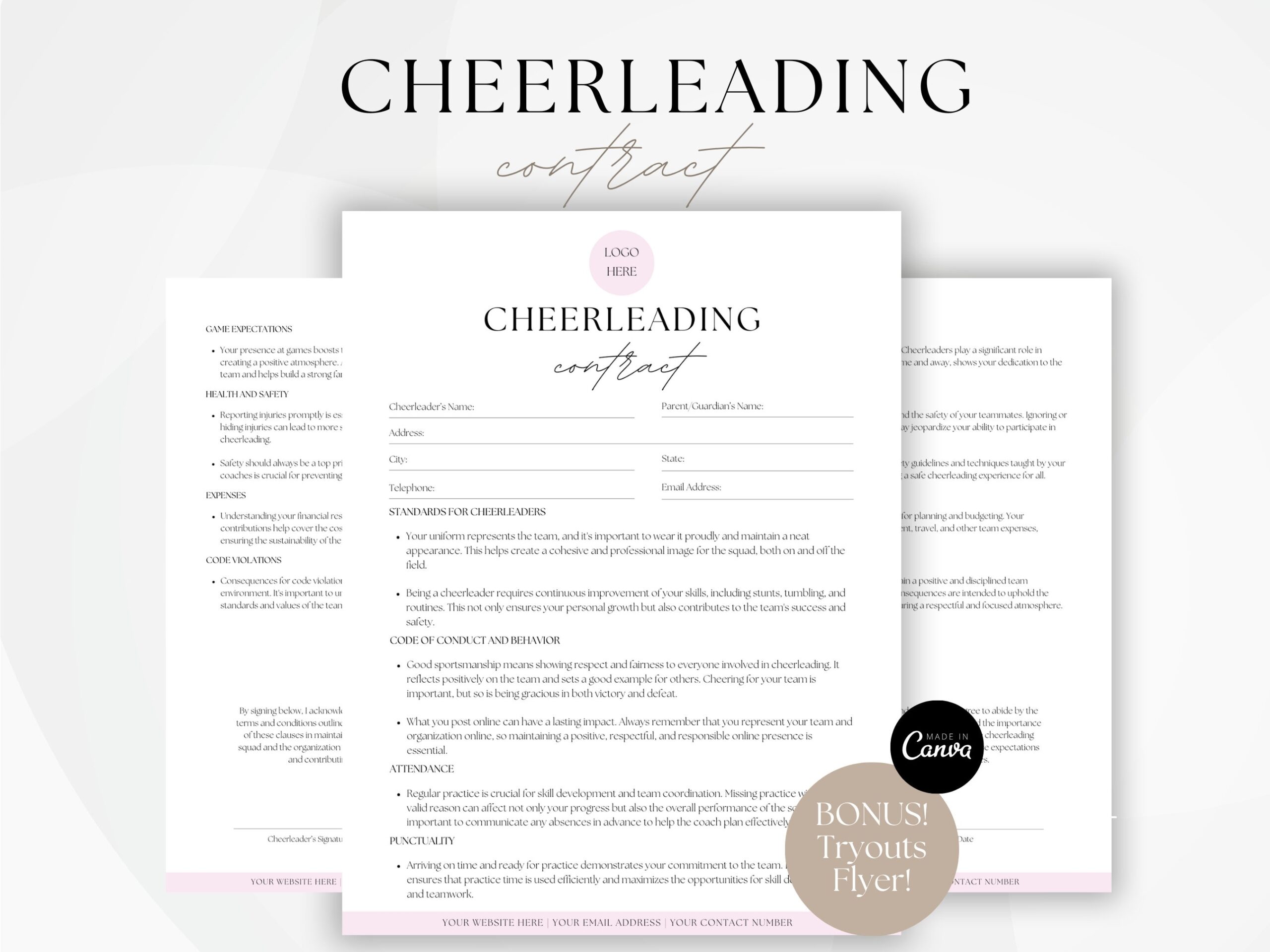 Registration Forms Cheerleading Etsy