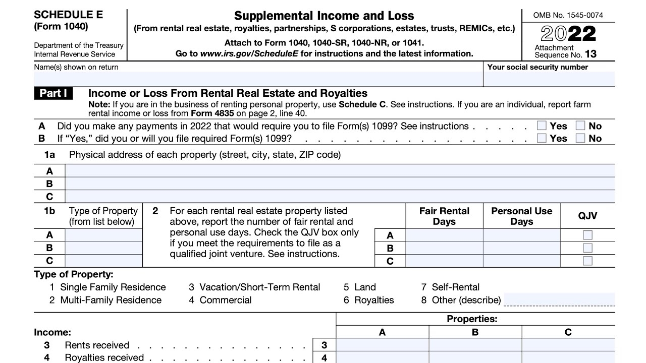 Rental Taxes Using IRS Form 1040 Schedule E