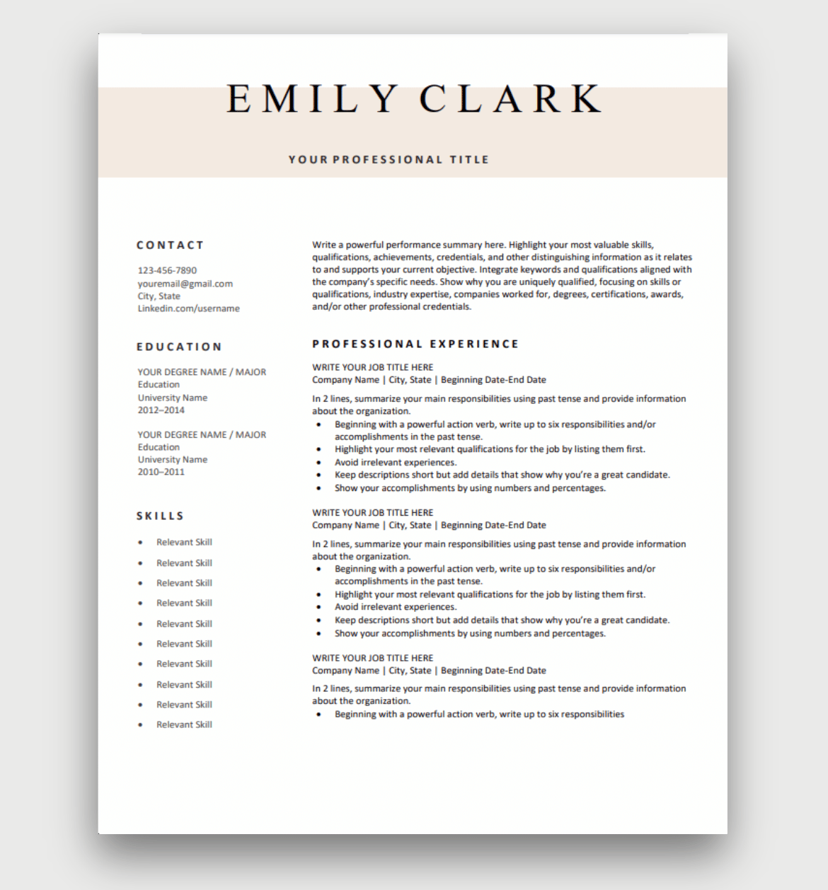 Resume Templates To Download And Print Worksheets Library