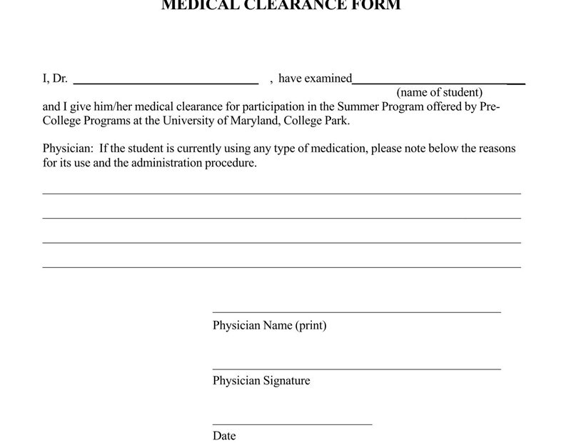 Sample Medical Clearance Forms Dental Surgery Work Etc