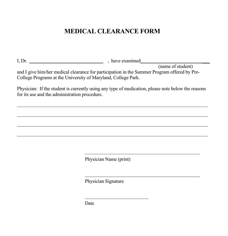 Sample Medical Clearance Forms Dental Surgery Work Etc 