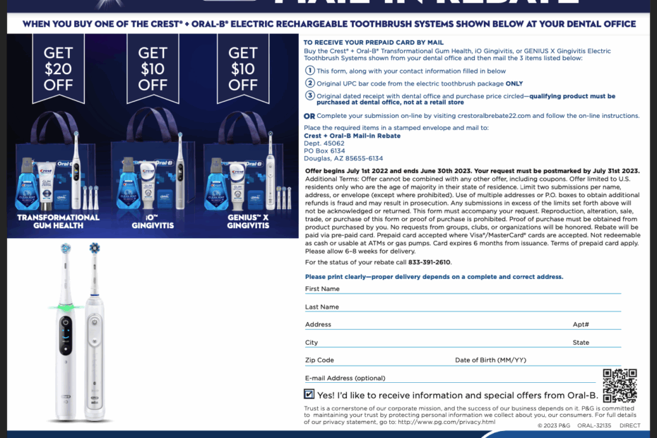 Save Big With Oral B Rebate Form 2025