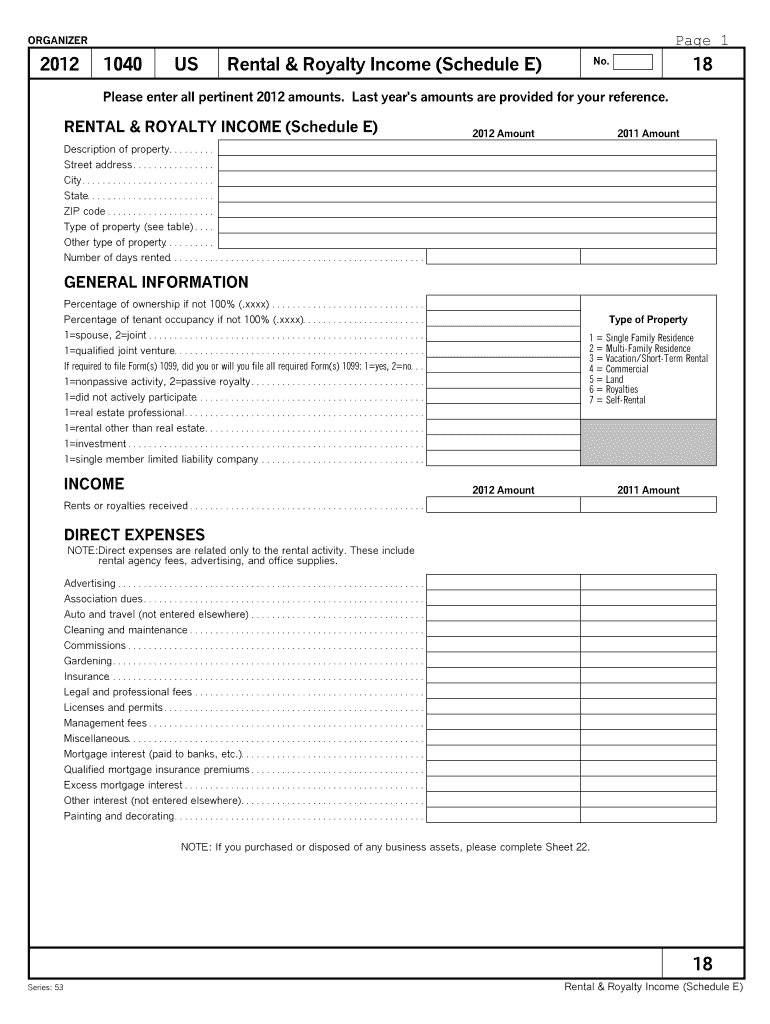 Schedule E Tax Form Fill Online Printable Fillable Blank PdfFiller