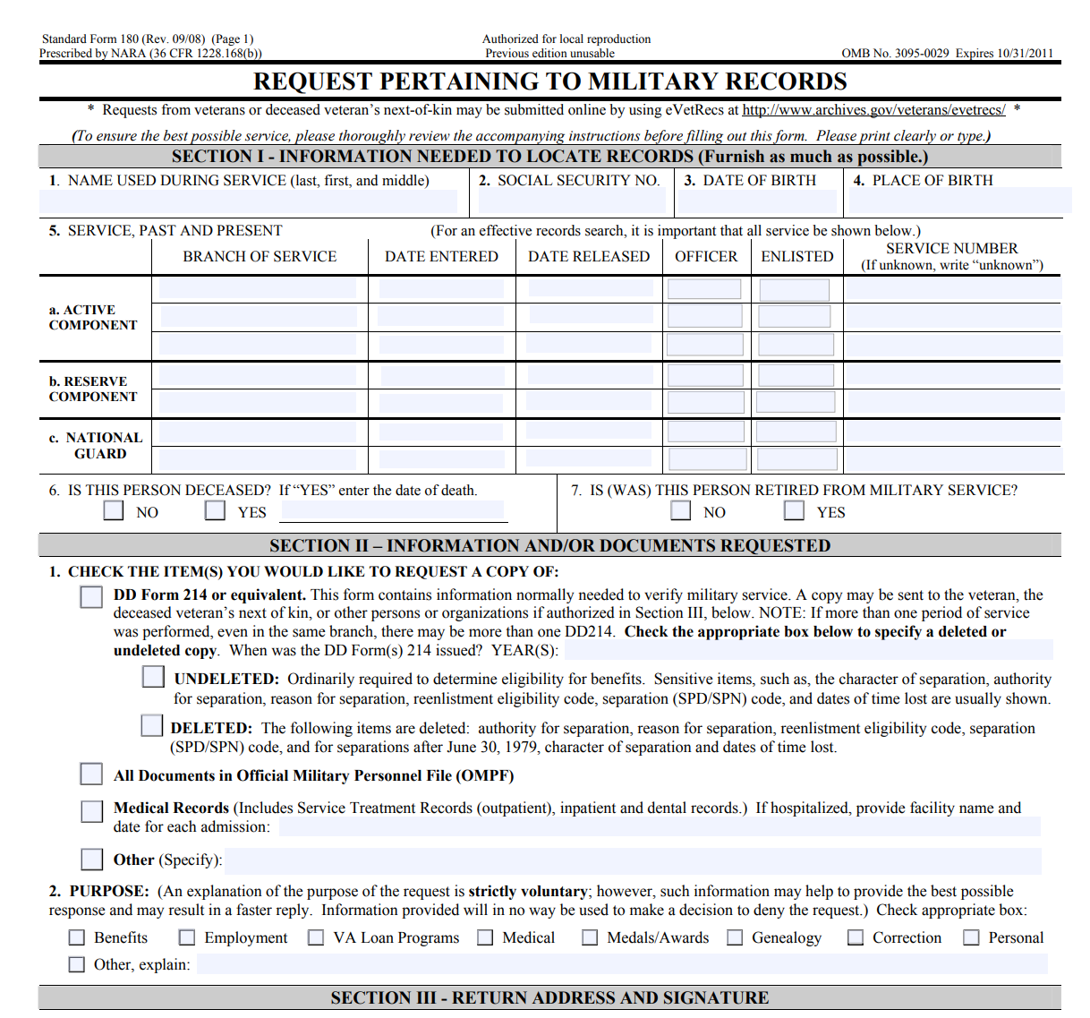 SF 180 Request Pertaining To Military Records Forms Docs 2023