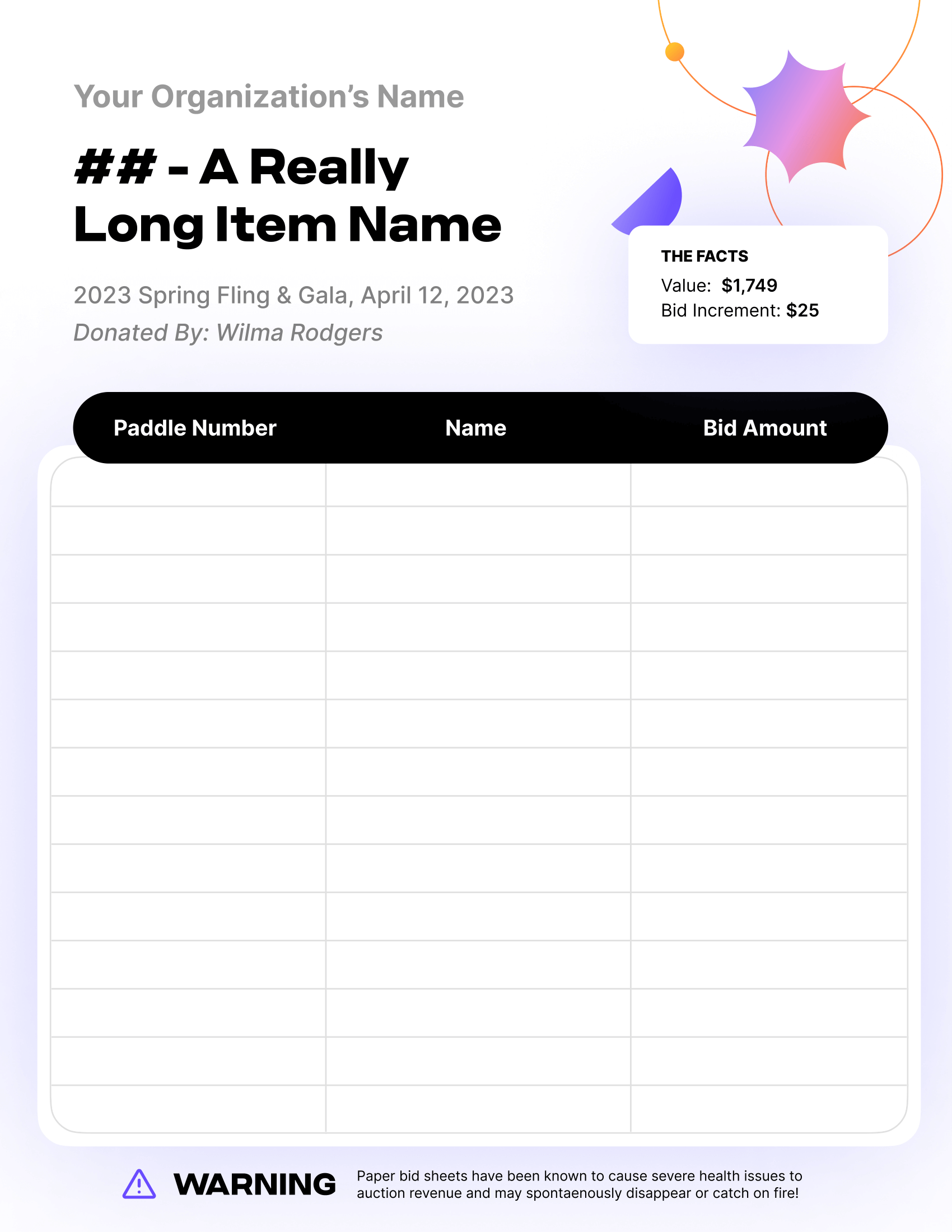 Silent Auction Bid Sheets Free Template Best Alternatives