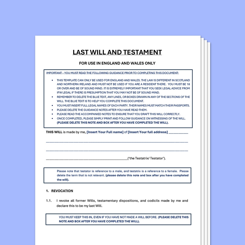 Simple Last Will And Testament Template