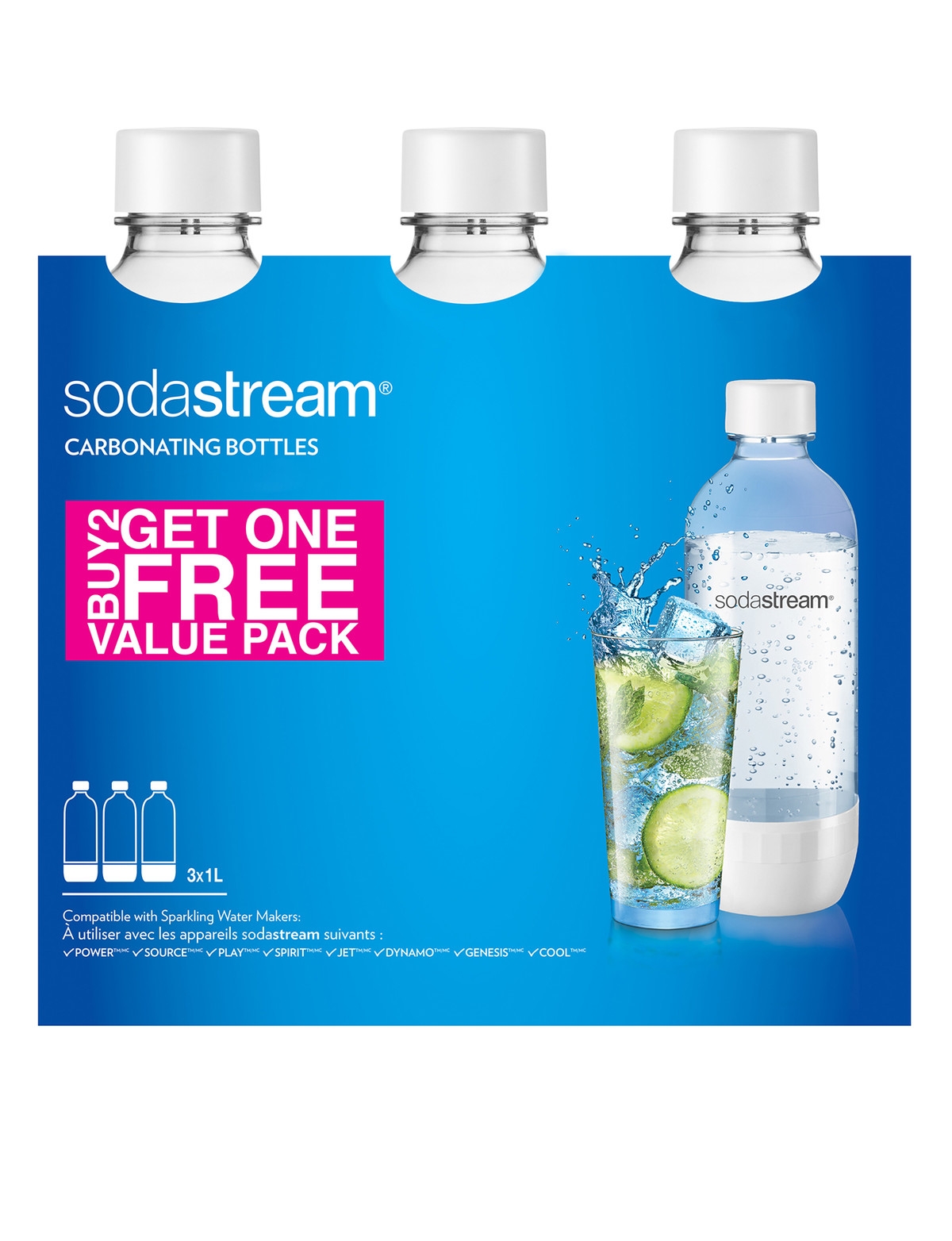 Sodastream White 1L Bottles 2 1 Pack Sodastream