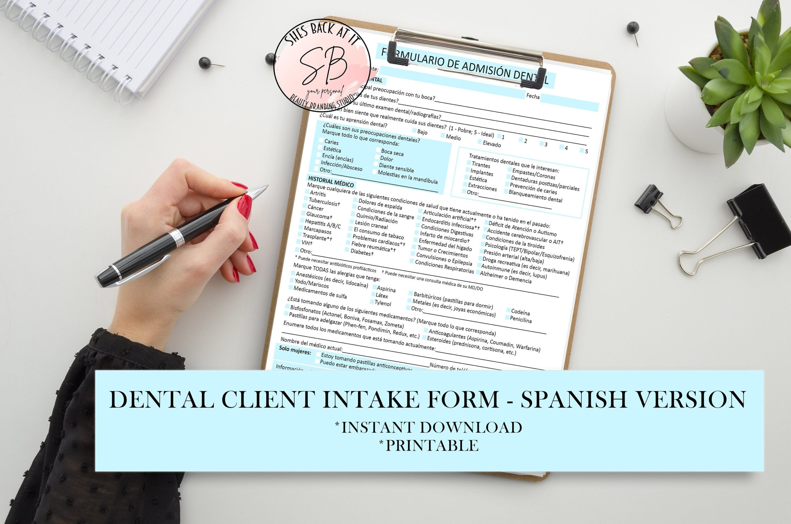 Spanish Dental Client Forms Spanish Dental Intake Form Dentist 