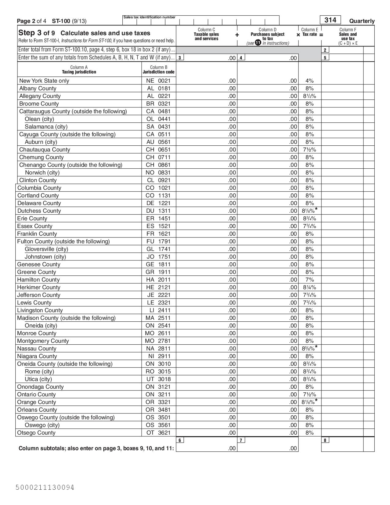 ST 100 New York State And Local Sales