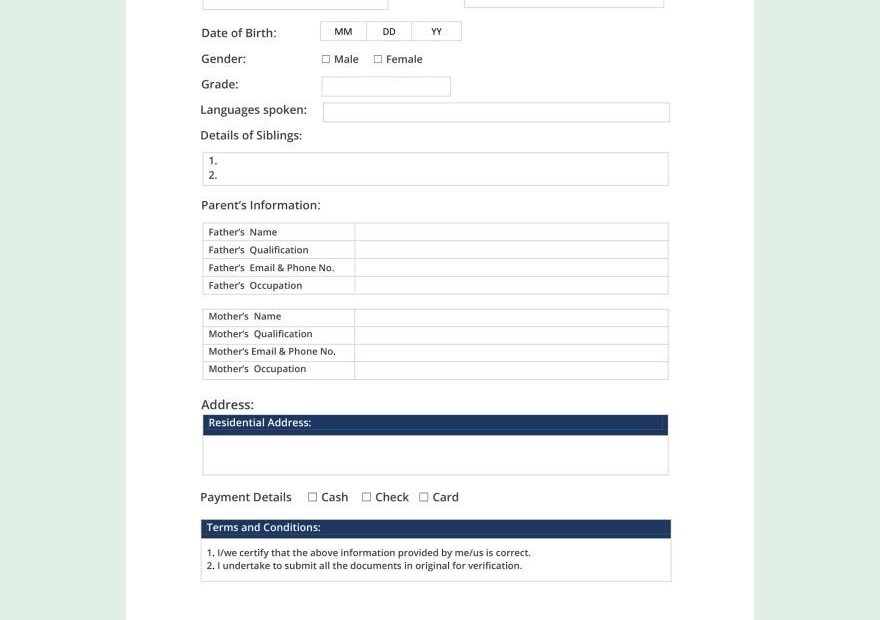 Student Registration Form Template In Word PDF Google Docs