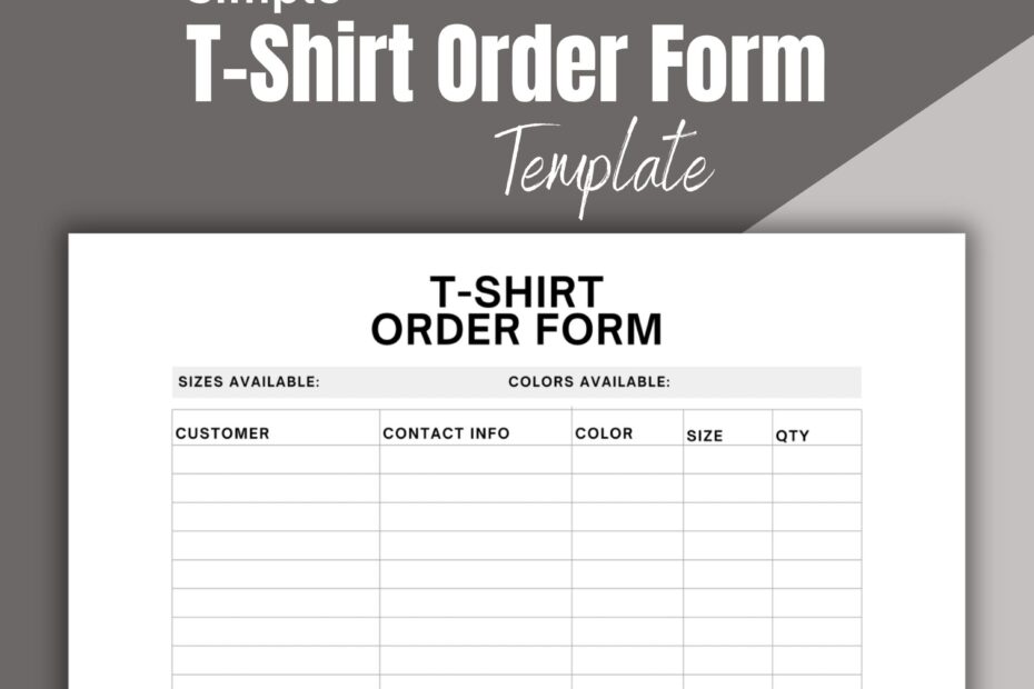 T shirt Order Form Template Customizable Order Form Printable Etsy