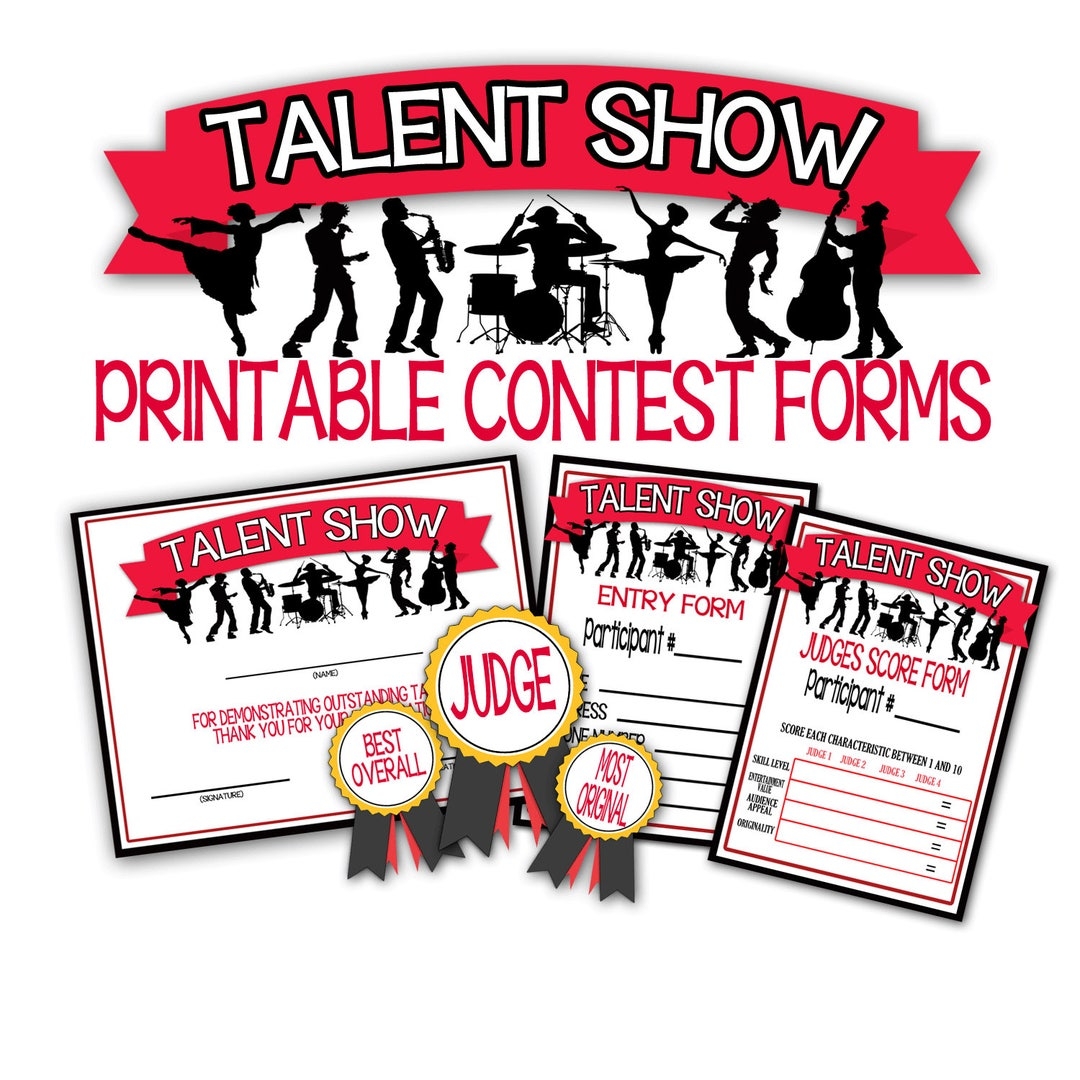 Talent Show Printable Contest Forms Talent Show Participation Awards Talent Show Awards Talent Showcase Talent Show Judges Ribbons Etsy