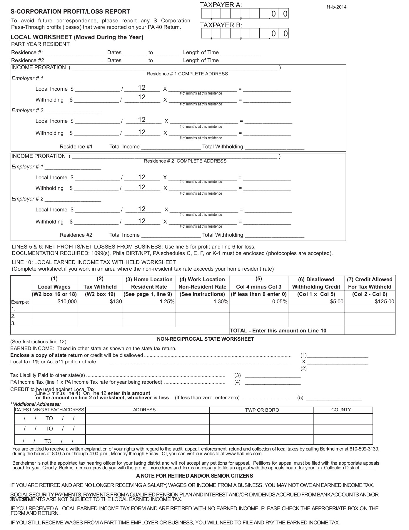 TAXPAYER ANNUAL LOCAL EARNED INCOME TAX RETURN F 1 Flip EBook 