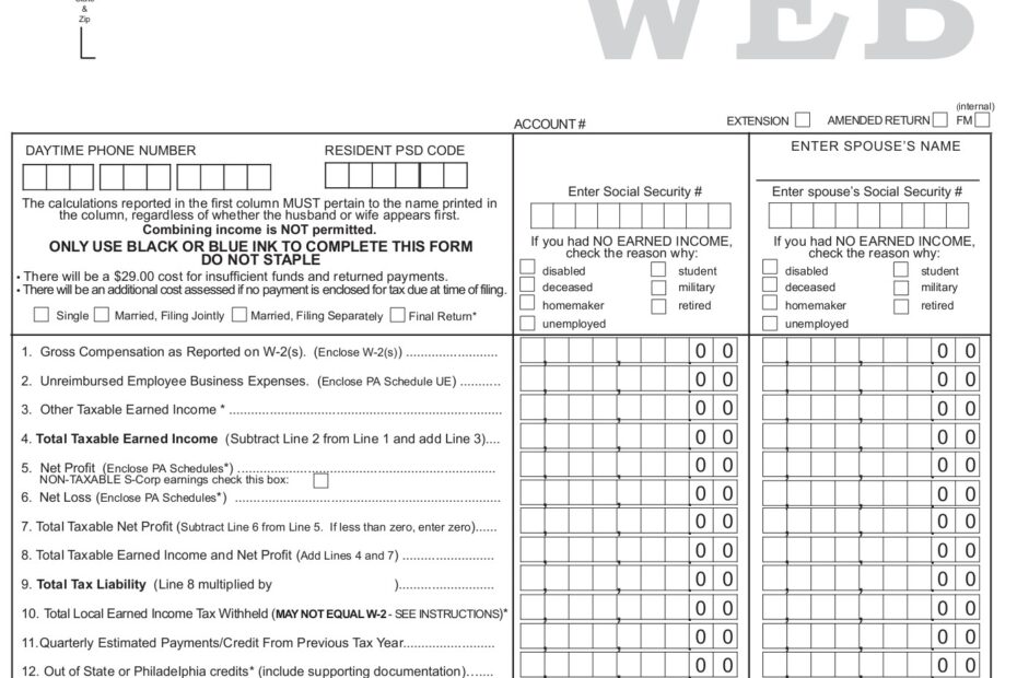 TAXPAYER ANNUAL LOCAL EARNED INCOME TAX RETURN F 1 Flip EBook