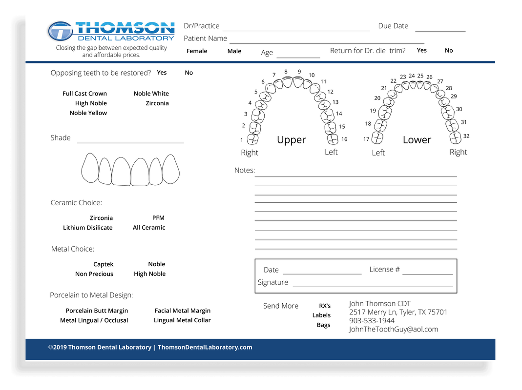 Thomson Dental Laboratory In Tyler TX Send A Case