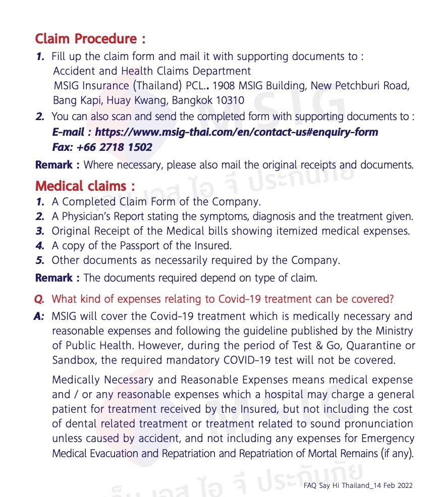 TQM Thailand Pass MSIG FAQ