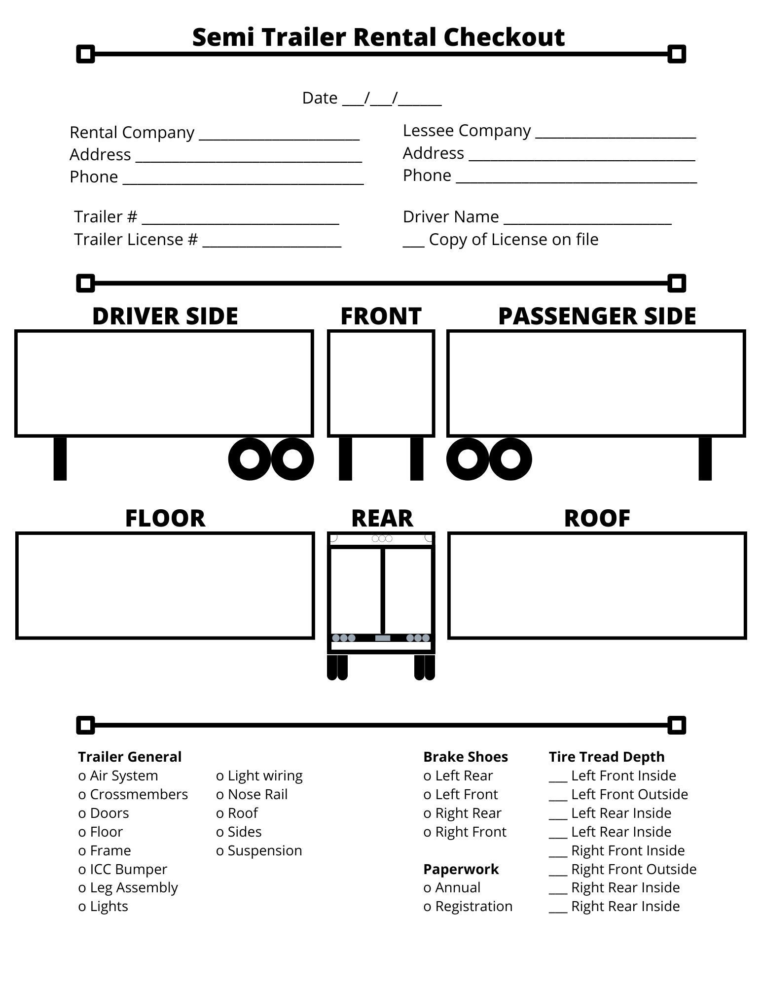 Trailer Rental Checkout Form Etsy