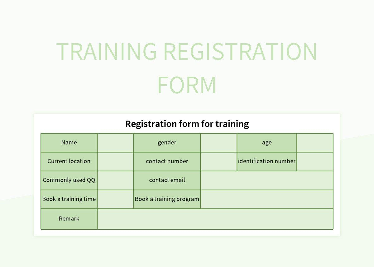 Training Registration Form Excel Template And Google Sheets File For Free Download Slidesdocs