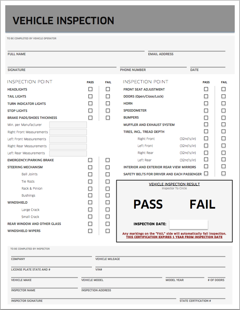 Uber Safety Inspection Form How To Download pdf And Print 