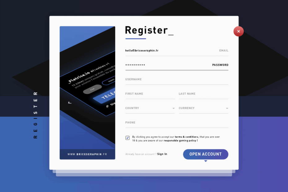User Registration Form Template PSD Download PSD