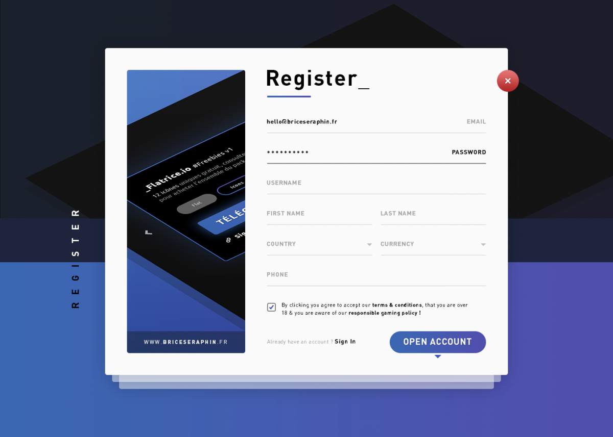 User Registration Form Template PSD Download PSD