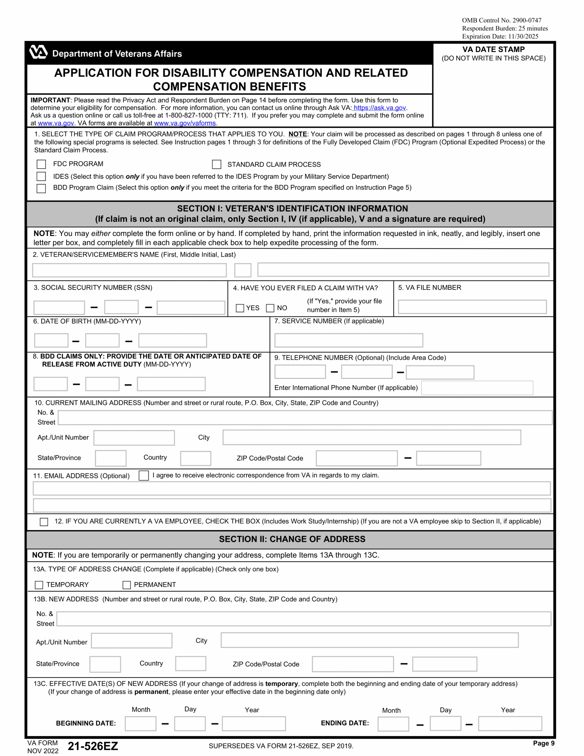 VA 21 526EZ Form 2024 2025 Fill Online With PDF Guru