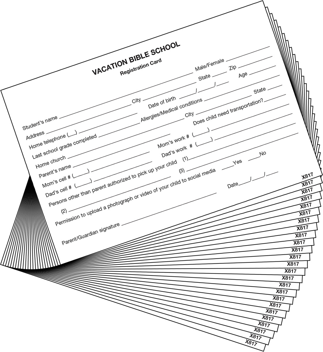VBS REGISTRATION CARD