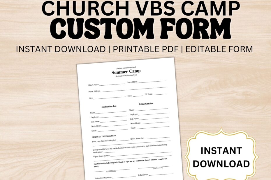 Vbs Registration Form Digital Download Etsy New Zealand