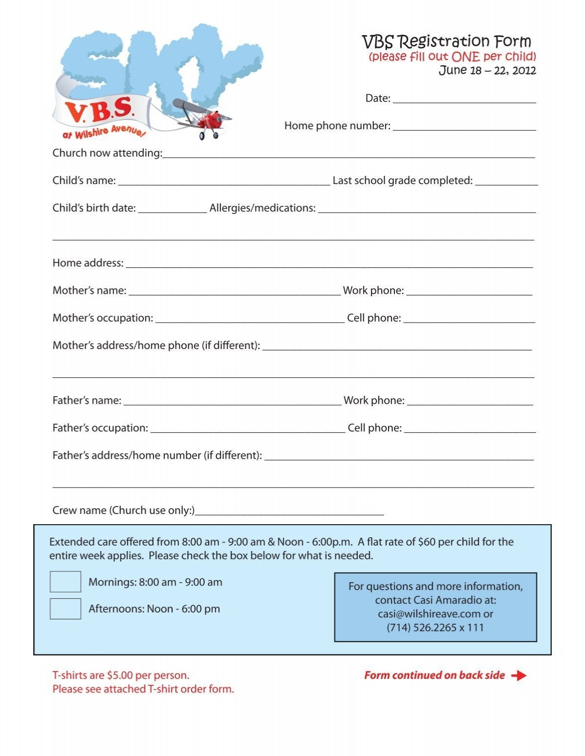 VBS Registration Form