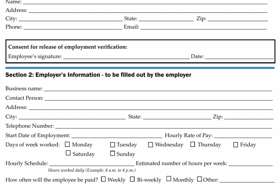 Vermont Verification Of Employment Child Care Financial
