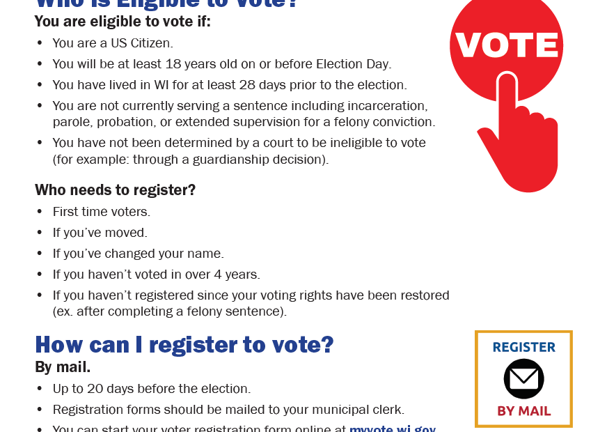 Voter Registration Fact Sheet Wisconsin Disability Vote Coalition