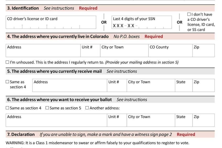 Voter Registration Form Instructions Boulder County