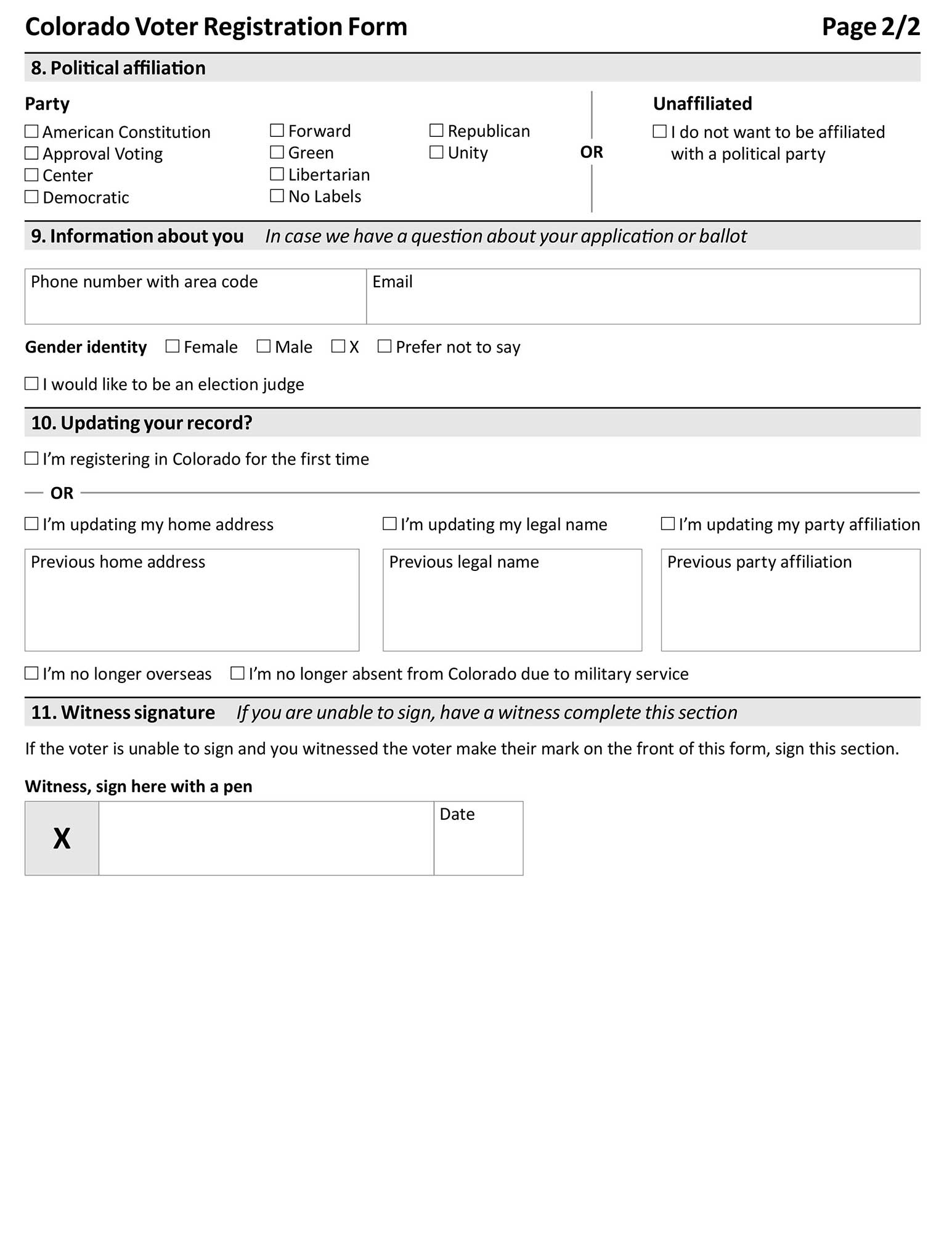 Voter Registration Form Instructions Boulder County