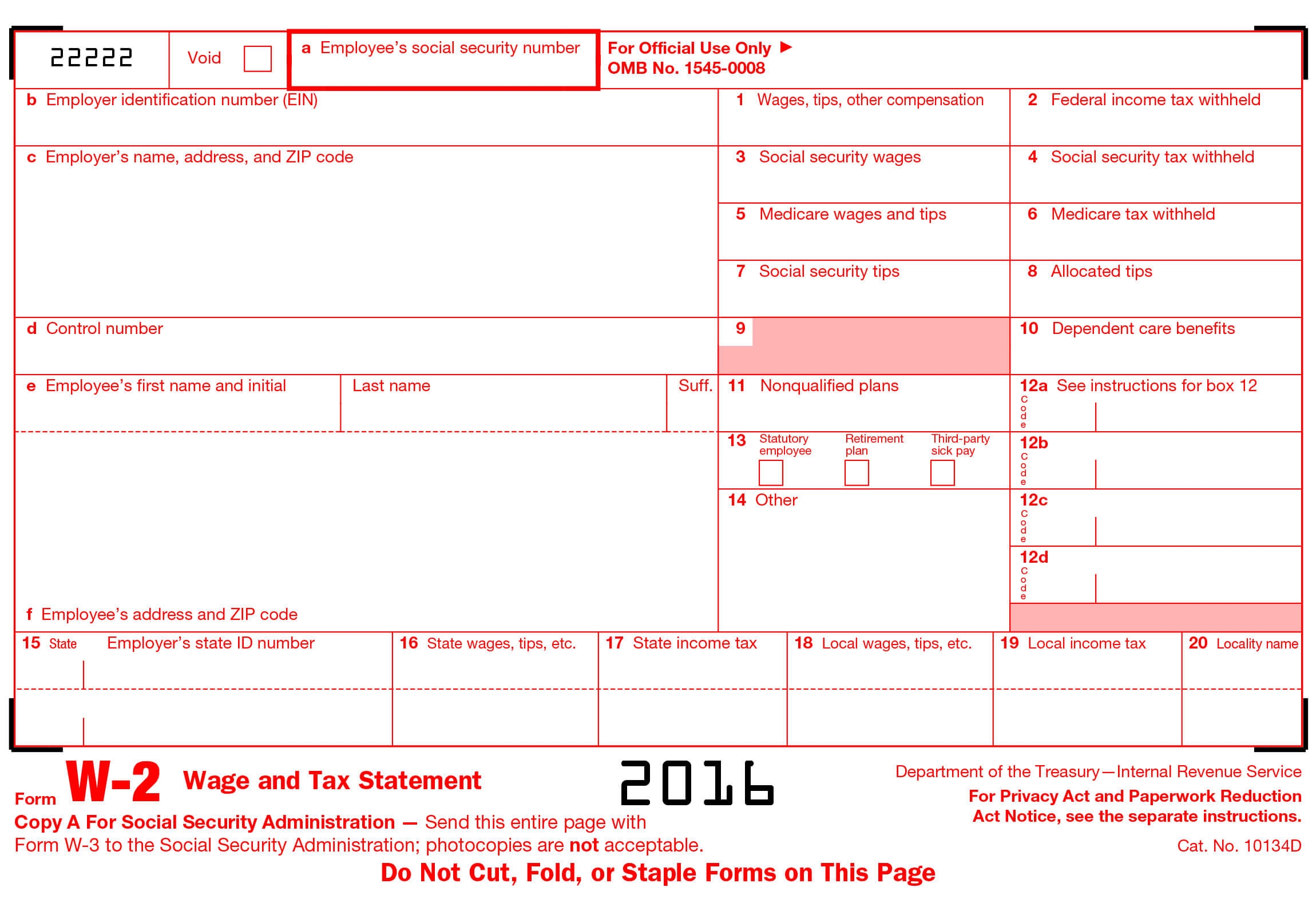 W 2 Form 2016 Create Printable W2 Form 2016 Online