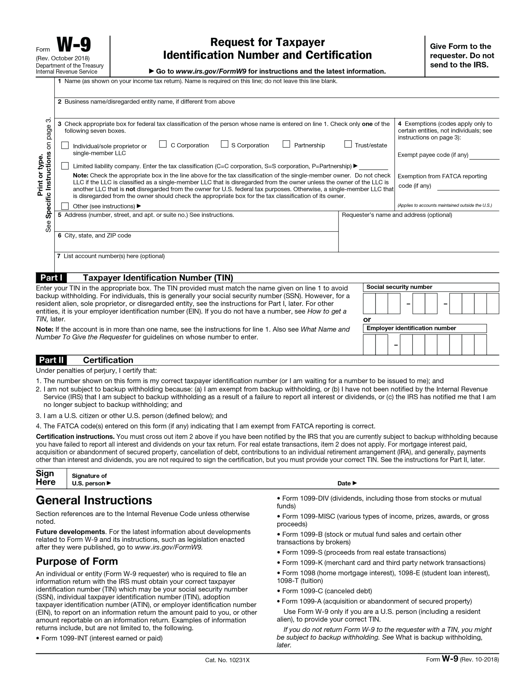 W 9 Form For 2023 Fill Out Save U0026 Print With Our PDF Editor