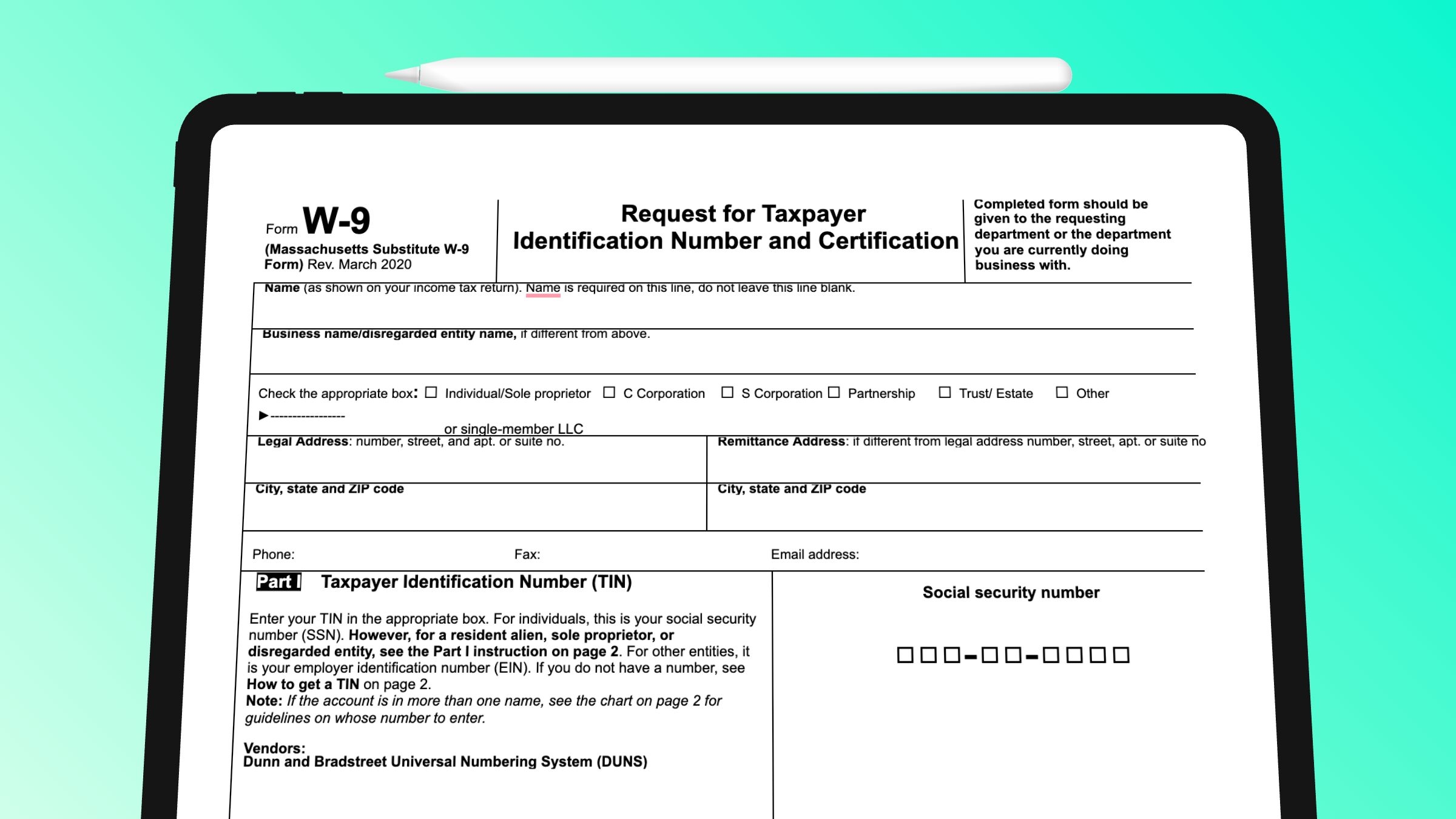 W 9 Tax Form Template SignHouse Worksheets Library