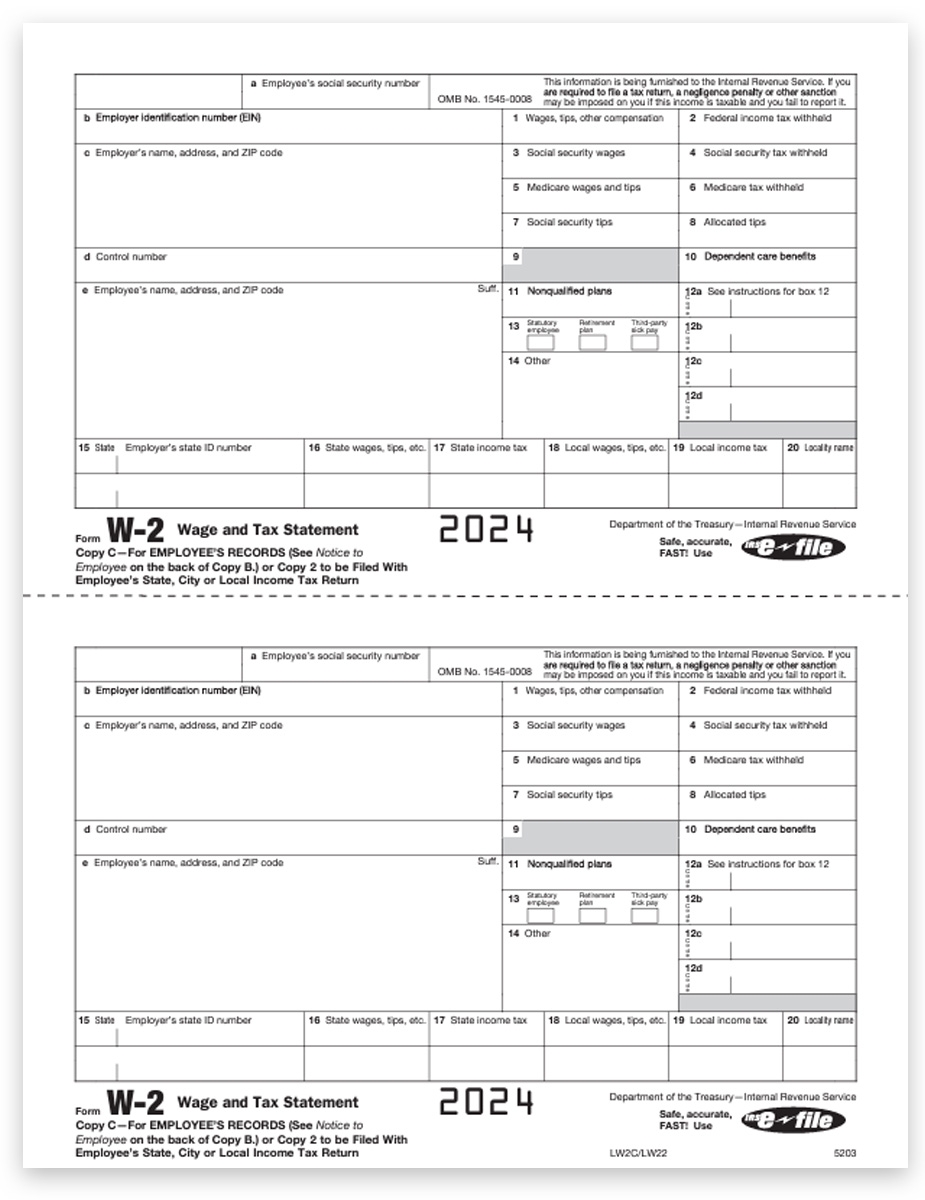 W2 Tax Forms Copy C 2 For Employees DiscountTaxForms