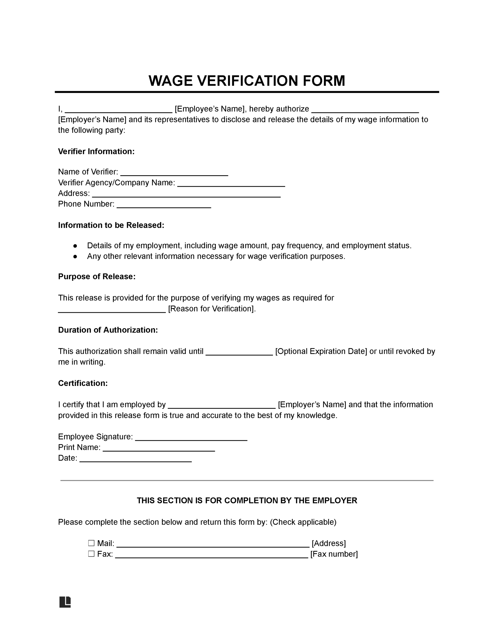 Wage Verification Form For Child Support Loans Rentals U0026 More