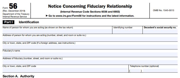 What Is Irs Form 56 How To Fill It Out Accounts Confidant