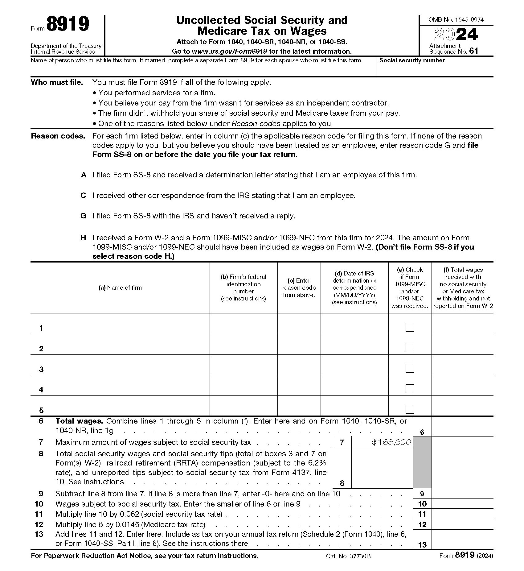 When To Use IRS Form 8919