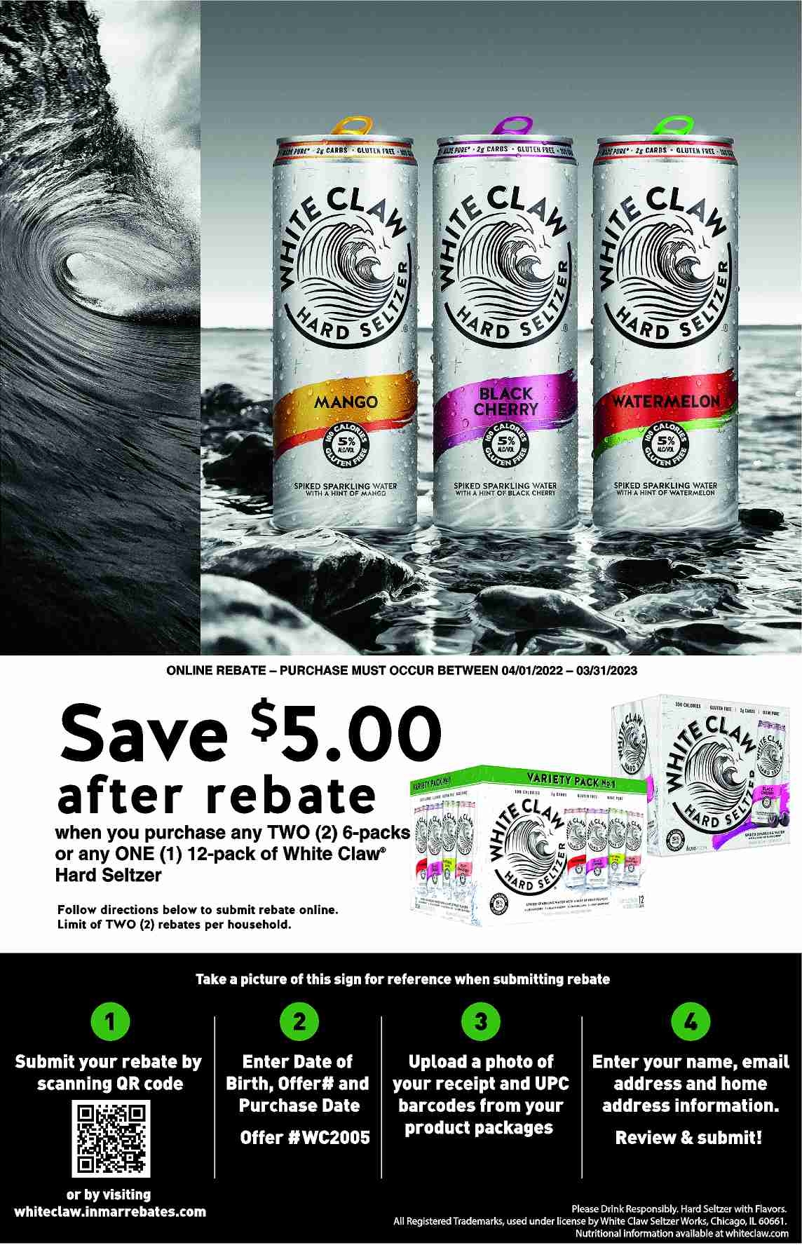 WHITE CLAW HARD SELTZER REBATE 4 1 3 31 Dahlheimerbeverage