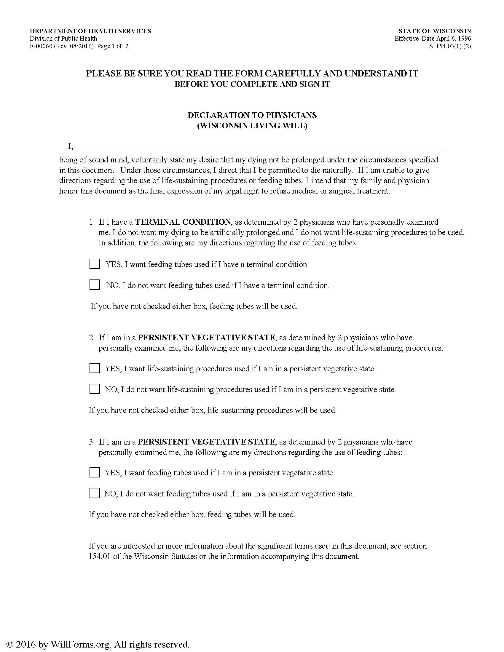 Wisconsin Will Forms Last Will And Testament Living Will Archives Will Forms Will Forms