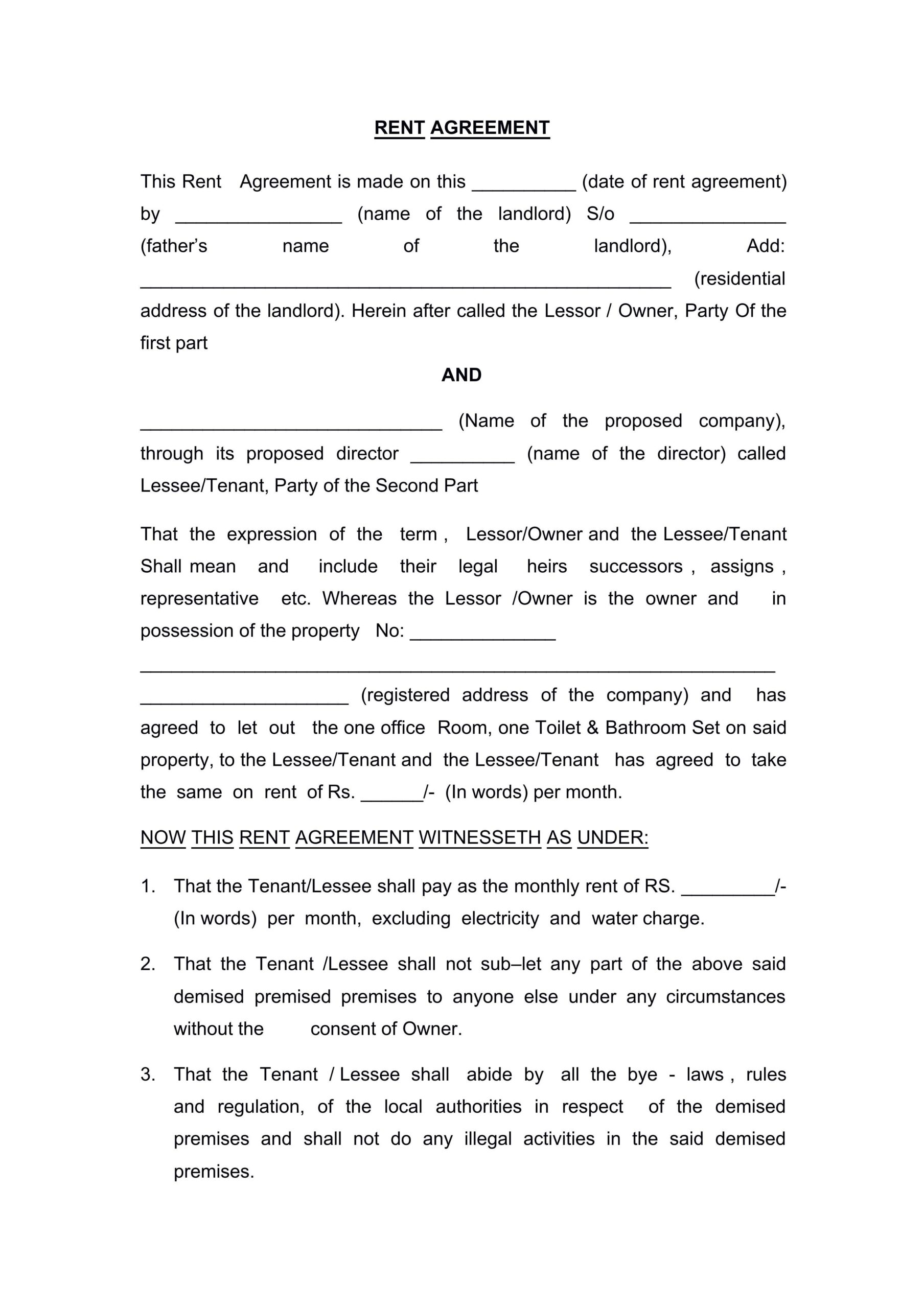 WORD Of Format Rent Agreement doc WPS Free Templates