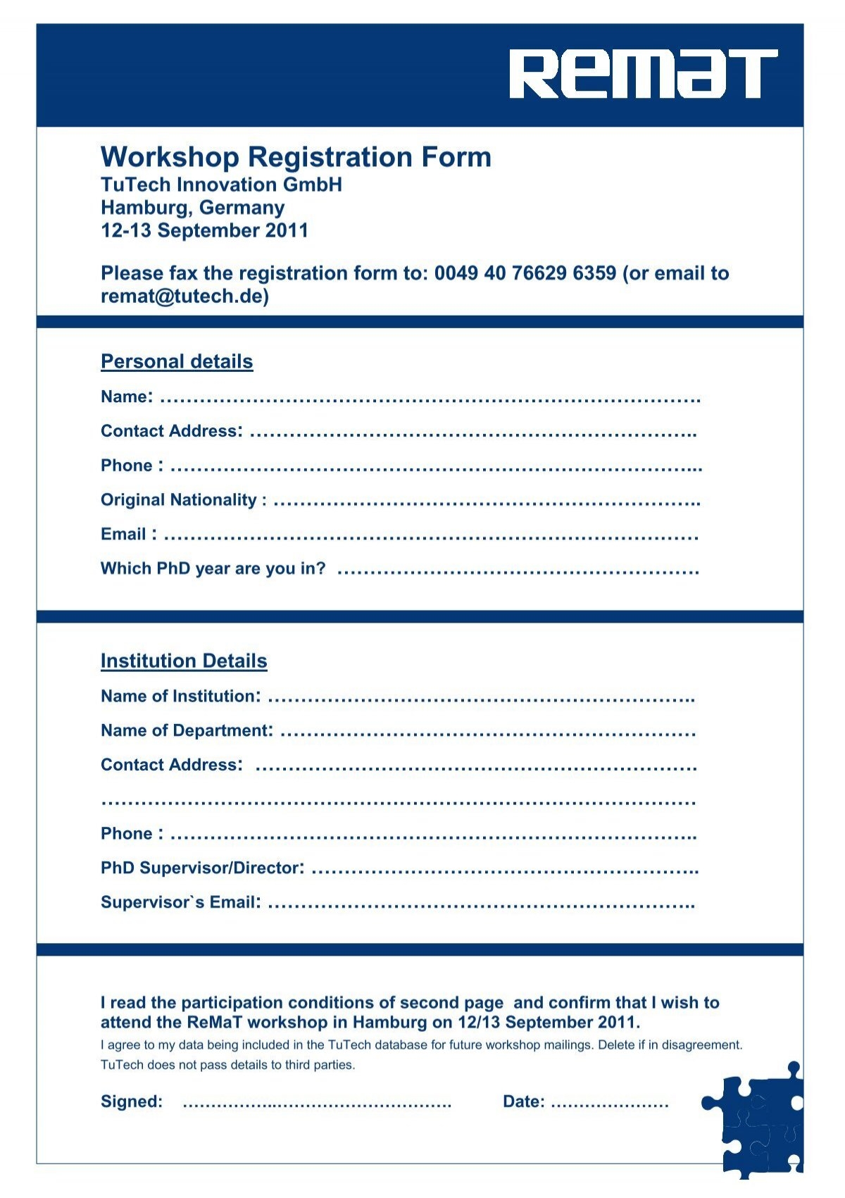 Workshop Registration Form